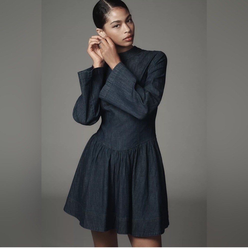 Dark Blue Long Sleeve Dress